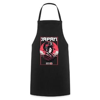 Asie 80s Samouraï Rétro Japonais Samouraï - Tablier de cuisine - noir - Devant - AI Model Male 185 dark (185cm)