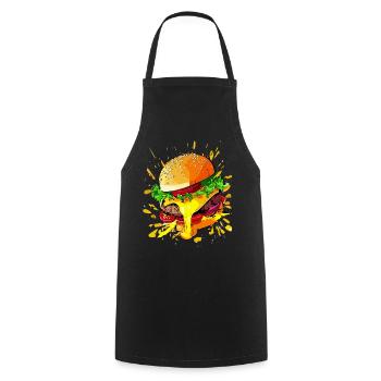 Extra Käse Burger Cheeseburger - Kochschürze - Schwarz - Vorne - AI Model Male 185 dark (185cm)