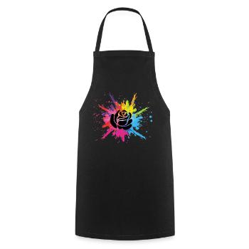 Black flower and multicolored explosion - Cooking Apron - black - Front - AI Model Male 185 dark (185cm)