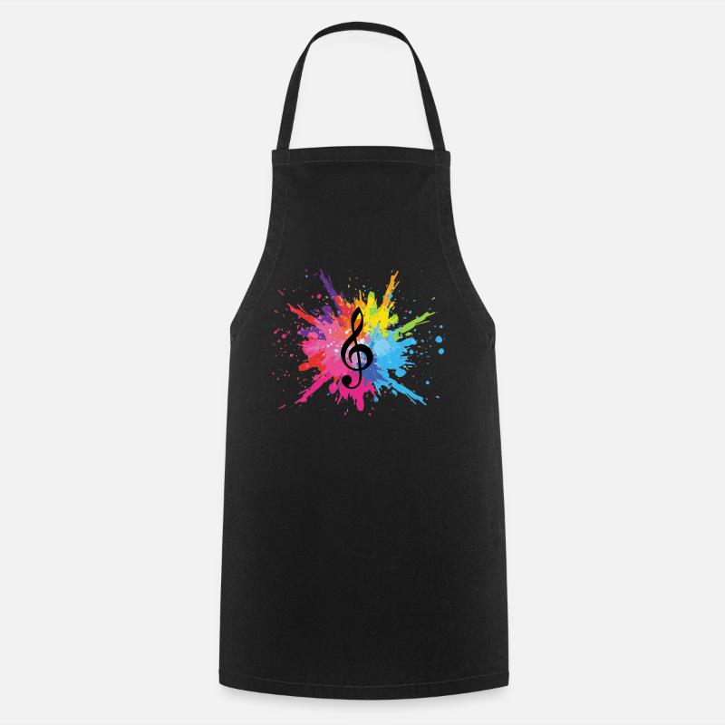 Music and multicolored explosion (black) - Cooking Apron - black