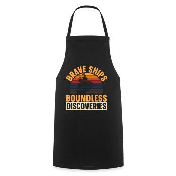 Brave Ships - Limitless Discoveries - Kolum - Cooking Apron - black - Front - AI Model Male 185 dark (185cm)