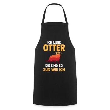 Seeotter Fischotter Otter - Kochschürze - Schwarz - Vorne - AI Model Male 185 dark (185cm)