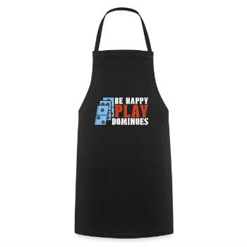 Dominoes Be Happy Play Dominoes Loves Board Game - Cooking Apron - black - Front - AI Model Male 185 dark (185cm)