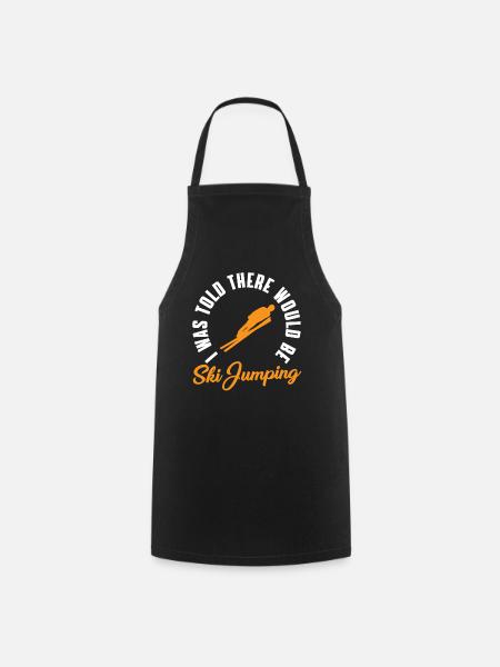 Funny ski jumping humor - Cooking Apron - black
