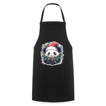 Panda Christmas Panda Pandas Panda Christmas - Cooking Apron - black - Front - AI Model Male 185 dark (185cm)