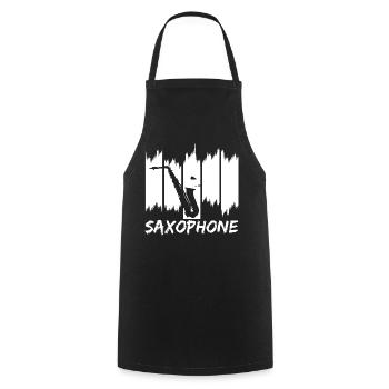 Croquis de saxophone - Tablier de cuisine - noir - Devant - AI Model Male 185 dark (185cm)