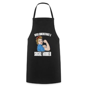 Les services sociaux ne sous-estiment jamais un socialiste - Tablier de cuisine - noir - Devant - AI Model Male 185 dark (185cm)