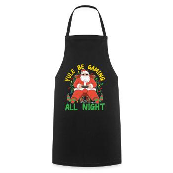 Yule Be Gaming All Night Gaming Christmas - Cooking Apron - black - Front - AI Model Male 185 dark (185cm)