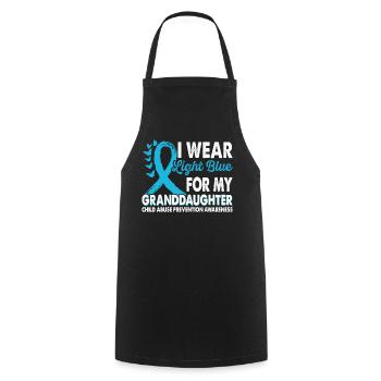 Portez du bleu clair pour prendre conscience de la - Tablier de cuisine - noir - Devant - AI Model Male 185 dark (185cm)