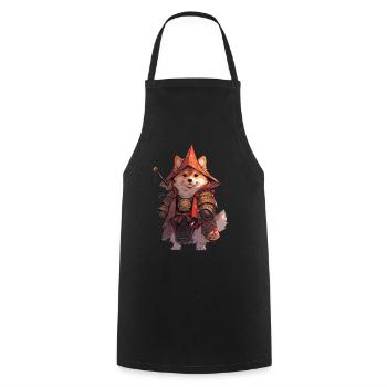 Asia Corki Japanese Samurai Samurai - Cooking Apron - black - Front - AI Model Male 185 dark (185cm)