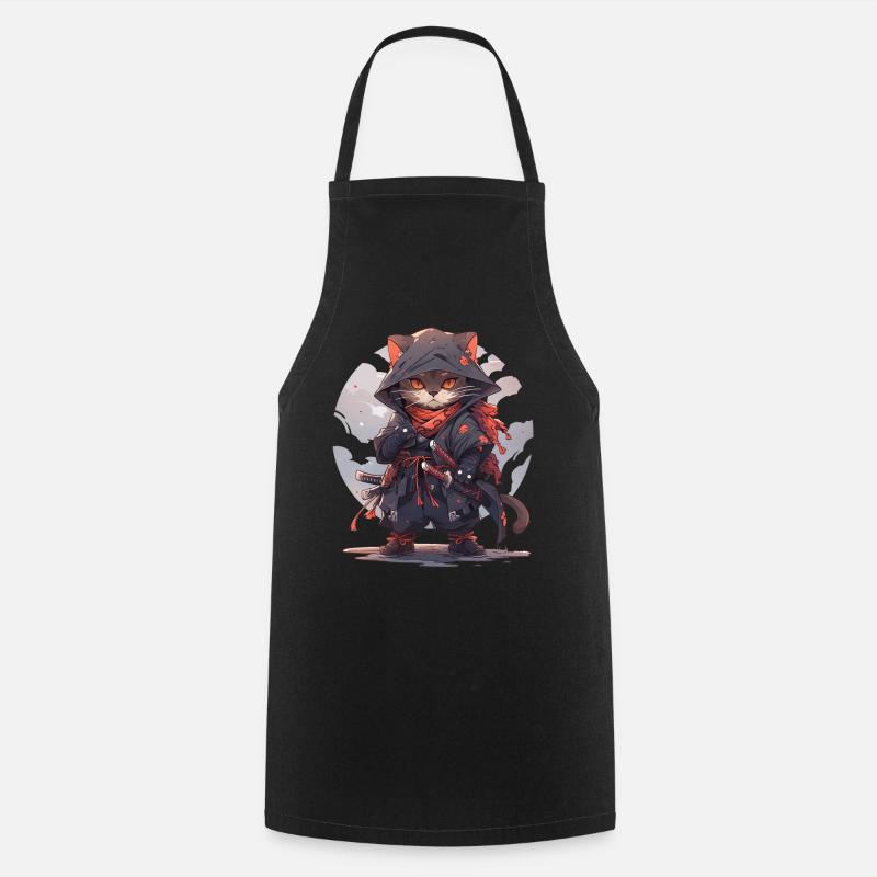 Chat d’Asie Samouraï japonais Samouraï - Tablier de cuisine - noir