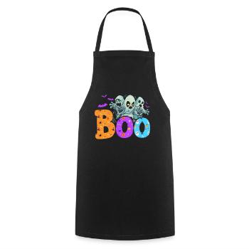 playful ghosts and the saying "BOO" - Cooking Apron - black - Front - AI Model Male 185 dark (185cm)