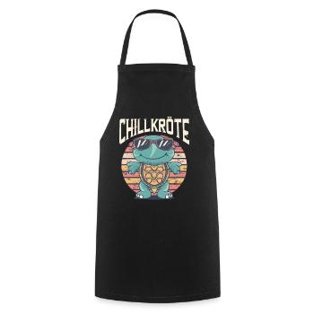 Relaxed turtles Chill toad - Cooking Apron - black - Front - AI Model Male 185 dark (185cm)