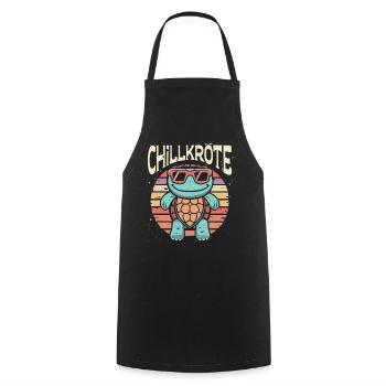 Relaxed turtles Chill toad - Cooking Apron - black - Front - AI Model Male 185 dark (185cm)