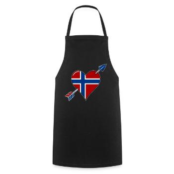 Drapeau de la Norvège coeur amoureux - Tablier de cuisine - noir - Devant - AI Model Male 185 dark (185cm)