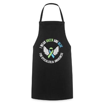 Je porte un ruban vert et bleu pour - Tablier de cuisine - noir - Devant - AI Model Male 185 dark (185cm)