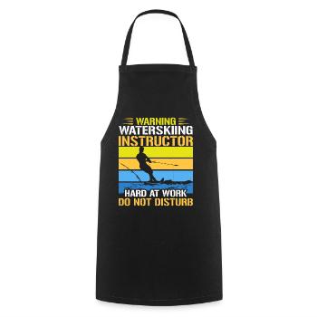 Warning: Water ski instructors hard at work - Cooking Apron - black - Front - AI Model Male 185 dark (185cm)
