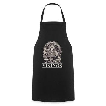 Shieldmaiden Warrior Woman Of War für Wikinger - Kochschürze - Schwarz - Vorne - AI Model Male 185 dark (185cm)