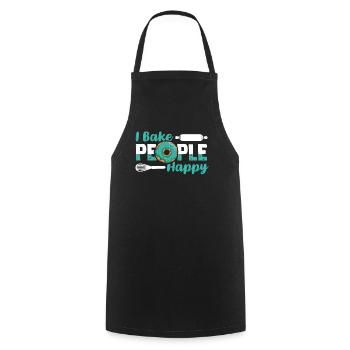 I Bake People Happy Pastry Chef Hobby Baker Bakery - Cooking Apron - black - Front - AI Model Male 185 dark (185cm)
