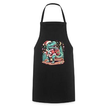Dinosaur Trex Christmas - Cooking Apron - black - Front - AI Model Male 185 dark (185cm)