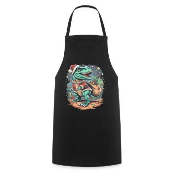Dinosaur Trex Christmas - Cooking Apron - black - Front - AI Model Male 185 dark (185cm)
