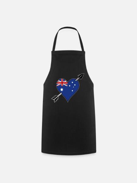 Australien Flagge Herz verliebt - Kochschürze - Schwarz