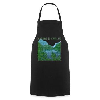 La nature appelle l’effet de jute de paysage fluvial - Tablier de cuisine - noir - Devant - AI Model Male 185 dark (185cm)
