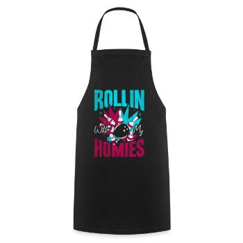 Rollin with my Homies Retro Bowling Geschenk - Kochschürze - Schwarz - Vorne - AI Model Male 185 dark (185cm)