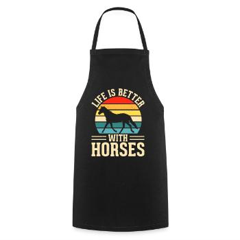 Horses - Cooking Apron - black - Front - AI Model Male 185 dark (185cm)