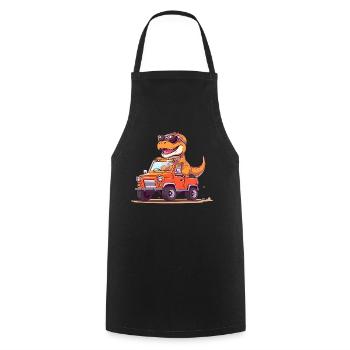 T-Rex conduit un camion monstre - Tablier de cuisine - noir - Devant - AI Model Male 185 dark (185cm)