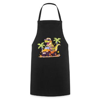 T-Rex conduit un camion monstre - Tablier de cuisine - noir - Devant - AI Model Male 185 dark (185cm)