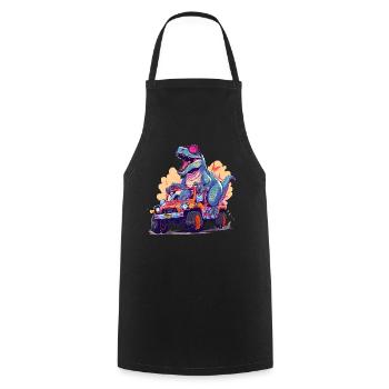 T-Rex conduit un camion monstre - Tablier de cuisine - noir - Devant - AI Model Male 185 dark (185cm)