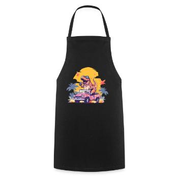 T-Rex conduit un camion monstre - Tablier de cuisine - noir - Devant - AI Model Male 185 dark (185cm)