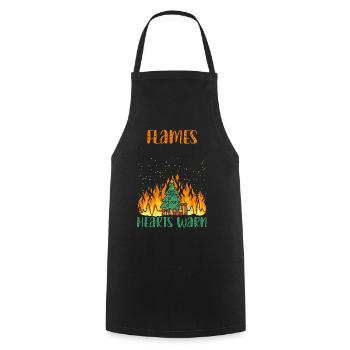 Flames Extinguished Hearts Warm Fire Fighting Wei - Cooking Apron - black - Front - AI Model Male 185 dark (185cm)