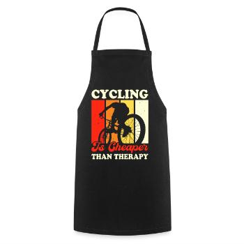 Cycling Is Cheaper Than Therapy - Cooking Apron - black - Front - AI Model Male 185 dark (185cm)