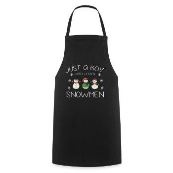 Just a boy who loves snowmen - Cooking Apron - black - Front - AI Model Male 185 dark (185cm)
