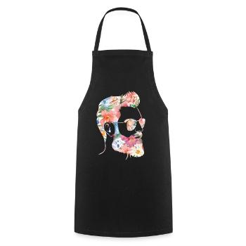 Beard Lover Bearded Man Flower - Cooking Apron - black - Front - AI Model Male 185 dark (185cm)