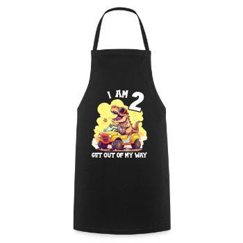 T-Rex Drives Monster Truck I'm 2nd Birthday - Cooking Apron - black - Front - AI Model Male 185 dark (185cm)