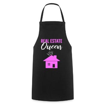 Real Estate Queen Immobilienmakler - Kochschürze - Schwarz - Vorne - AI Model Male 185 dark (185cm)