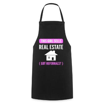 This Girl Sells Real Estate Got Referrals? Makler - Kochschürze - Schwarz - Vorne - AI Model Male 185 dark (185cm)