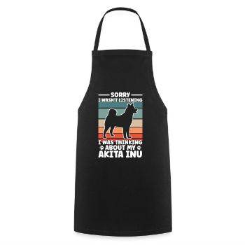 Thought of Akita Inu Japanese Akita Inu - Cooking Apron - black - Front - AI Model Male 185 dark (185cm)