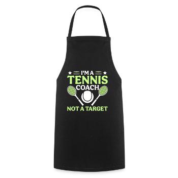 Je suis un entraîneur de tennis et non une cible - Tablier de cuisine - noir - Devant - AI Model Male 185 dark (185cm)