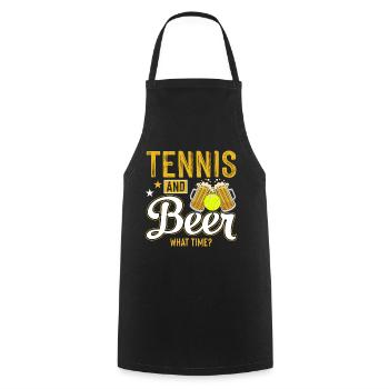 Tennis and beer. What time is it? - Cooking Apron - black - Front - AI Model Male 185 dark (185cm)