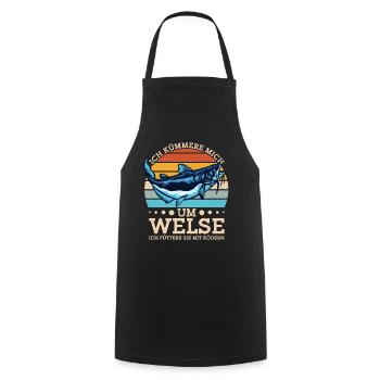Wels Angeln Norwegen Angelköder Fischerboot - Kochschürze - Schwarz - Vorne - AI Model Male 185 dark (185cm)