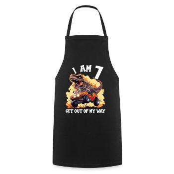 T-Rex conduit un camion monstre J’ai 7e anniversaire - Tablier de cuisine - noir - Devant - AI Model Male 185 dark (185cm)