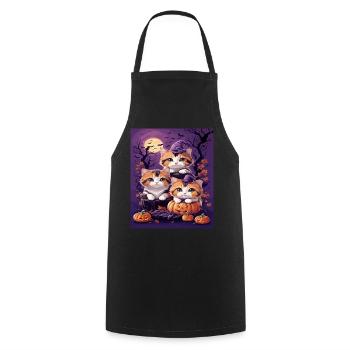 Trio de Chatons au style d'Halloween - Tablier de cuisine - noir - Devant - AI Model Male 185 dark (185cm)