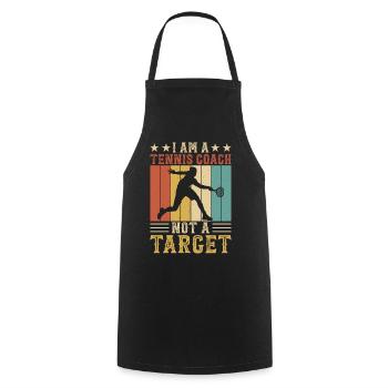 Entraîneur de tennis - Tablier de cuisine - noir - Devant - AI Model Male 185 dark (185cm)