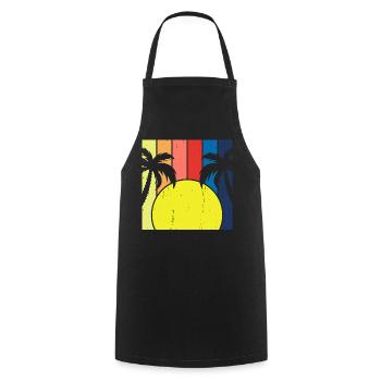 Palmiers Sunrise Retro Vintage - Tablier de cuisine - noir - Devant - AI Model Male 185 dark (185cm)