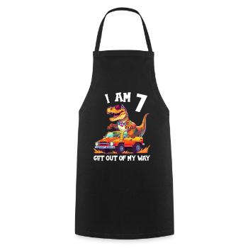 T-Rex conduit un camion monstre J’ai 7e anniversaire - Tablier de cuisine - noir - Devant - AI Model Male 185 dark (185cm)