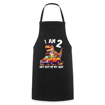 T-Rex Drives Monster Truck I'm 2nd Birthday - Cooking Apron - black - Front - AI Model Male 185 dark (185cm)